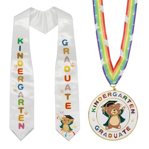 Kindergarten Graduate Bear Keepsake Set - Commemorative Graduation Sash & Medal for...