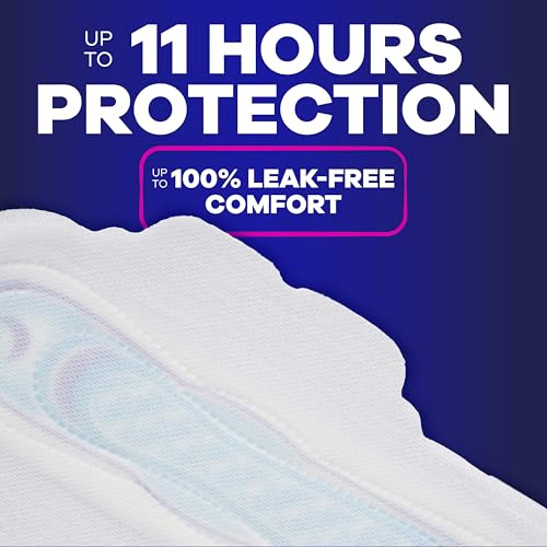 Image of Always Ultra Thin Feminine Pads with Wings for Women, Size 4, Overnight Absorbency, Unscented, Up to 100% Leak-Free Comfort, 50 Count