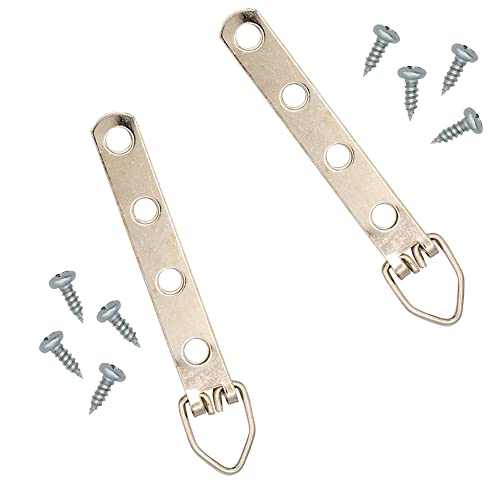 Image of 4 Hole Zinc-Plated Heavy Duty D Ring Picture Hanger - Pack of 100 with Screws for Picture Frames & Mirrors