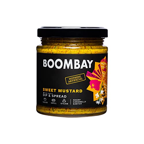 Image of BOOMBAY Sweet Mustard Dip and Spread 190g | Nothing Artificial | No Bad Oils | No Refined Sugar | Plant Based | No Onion or Garlic | Use as a Salad Dressing, Marinade for Grill, Spread on Bread