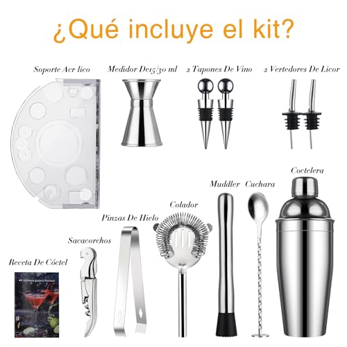 Juego de coctelera kit profesional para bar con 12 piezas de accesorios 3