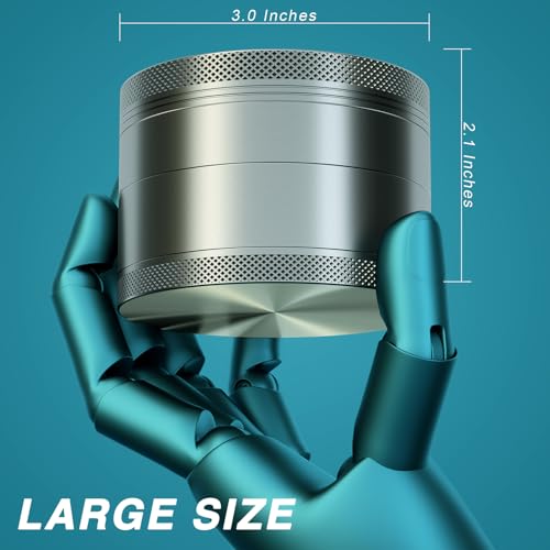 3.0-inch Gripper Grinder, Aluminum Seasoning Spice Crusher (Grey) - Image 5