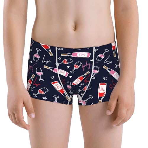 Boys' Cotton Boxer Brief Soft Underwear-Love Wine