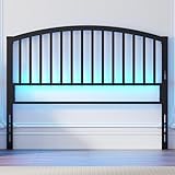 Weehom Queen Headboard with Led Lights, Farmhouse Vintage Style Metal Headboard Queen Size, Modern Freestanding Black Headboard Only for Bedroom