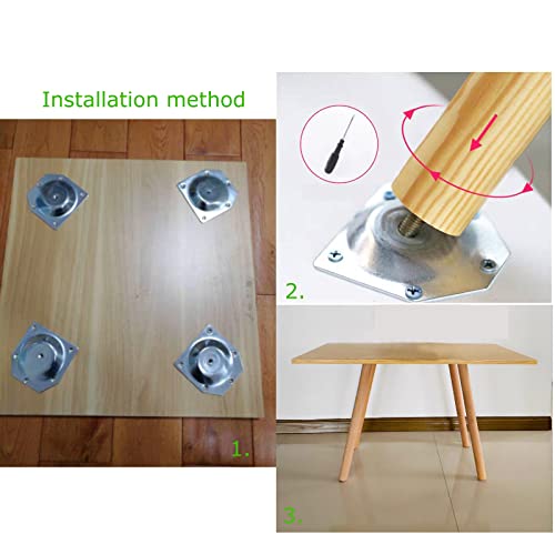 Patas de madera para mesa y sofá de 10 cm con almohadillas y perno roscado M8 8