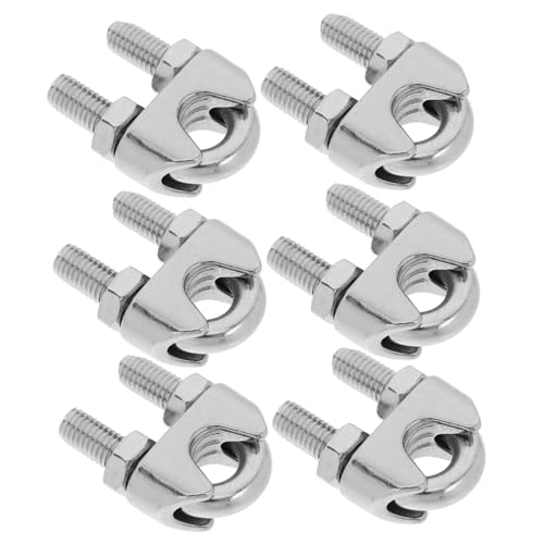PRETYZOOM 6pcs Stainless Steel Cable Clips M10 3/8 Wire Rope Clamp for Steel Wire Cable Fastening