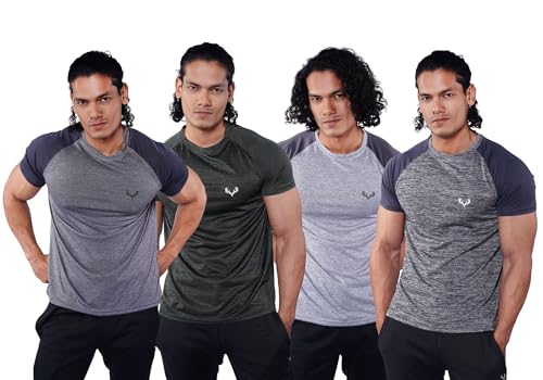 Men's T-Shirts 4-Pack – 100% Polyester Jersey, UPF Protection, Moisture-Wicking, Quick-Dry, Tag-Free Value Bundle