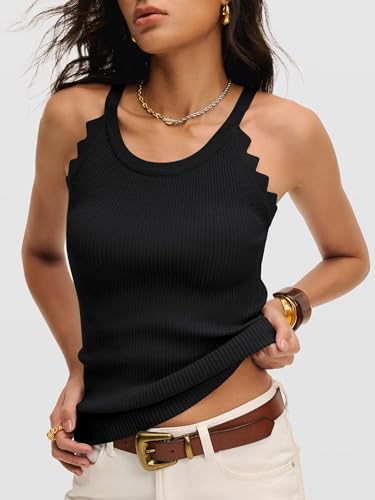 Image of ANRABESS Womens Summer Tank Tops Sleeveless Ribbed Camisole | Spaghetti Strap Cami Sweater, Soft Lightweight, Slim Knit, Casual Beach Vacation Travel Office Clothes, Spring Fall Layering