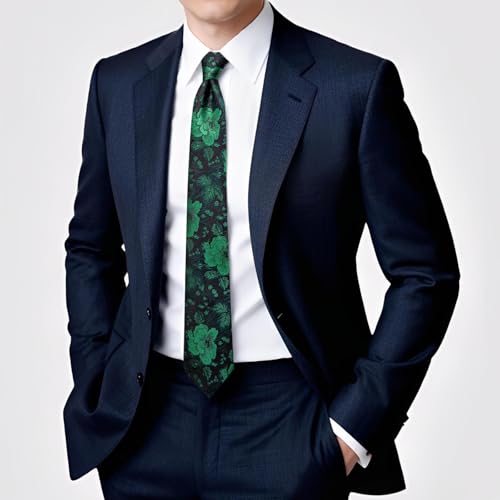 Image of Hi-Tie 70 inches Ties for Men Silk Extra Long Necktie and Pocket Square Cufflinks Set Men Big and Tall Tie Business