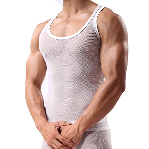 Men's Summer Fashion Tank Tops Sleeveless Compression Shirt Square Cut Muscle A-Shirts