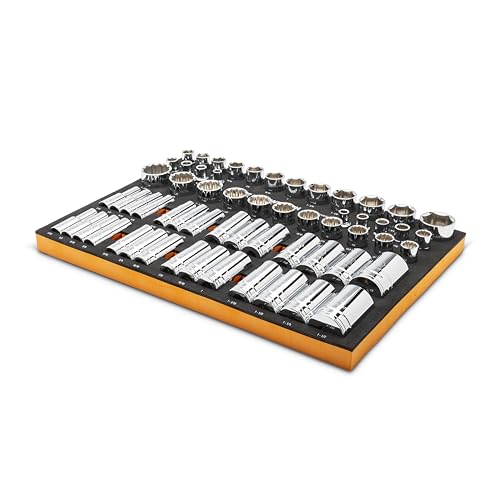 Image of GEARWRENCH 60 Piece 1 /2 inch Drive Master SAE Socket Set in Foam Storage Tray - GWMSSKT12SAE