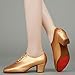 Women Latin Dance Shoes Closed Toe Rubber Sole Non-Slip Fashion Lace-up Outdoor Dance Shoes Tango Waltz Salsa Modern Dance Professional Performance Dance Shoes (Color : Brass, Size : 9.5)