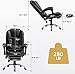 Executive Reclining Massage Swivel Desk Chair, High-Back Armrest Height Adjustable, 280 lb Capacity, PU Leather Black