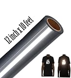 FUNKAKA Reflective Heat Transfer Vinyl Rolls - 12'' x 10' Reflective HTV, Dark Gray Reflective Vinyl...