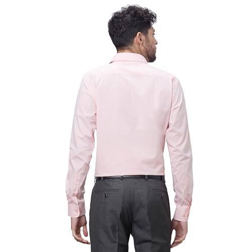 Image of Raymond Men Slim Fit Structure Pattern Pure Cotton Semi Cutaway Collar Full Sleeve Formal Shirt