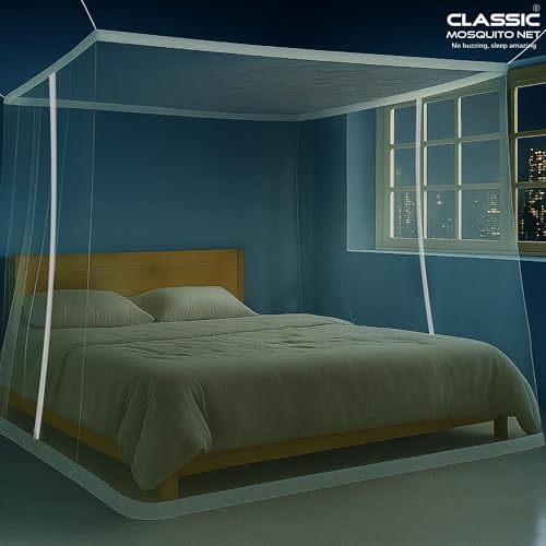 Image of Classic Mosquito Net for Single Size Bed with Double Zipper | Foldable Machardani | Polyester Strong & Breathable Mesh 4 x 6.5 ft | Easy Entry /Exit, Lightweight, Ideal for Home & Travel - White