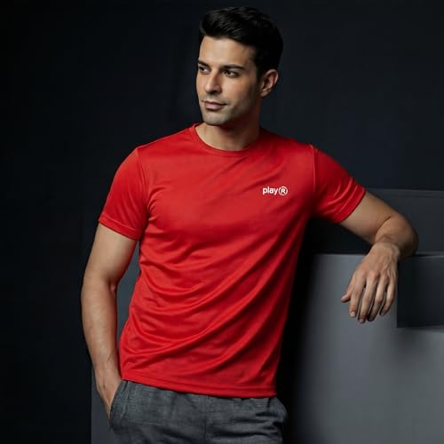 Image of playR Men Adult Core Run Tee - Activewear DRIVENT Lightweight Breathable T-Shirt for Men, Sports Tee for Gym, Running, Workout, Training, Fitness & Casual Everyday Wear Comfort - All-Season