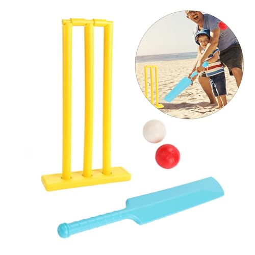 Xanorrg Parent Child Crickets Game with Stumps and 2 Balls Children Set Interactive Board Game Play Toy for Garden