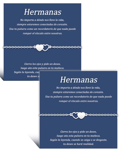 SUNSH 2 PCS Pulseras Hermanas, Regalo De Hermana, Pulsera Amor Para Hermanas,Pulseras Para Mujeres,Regalos Para Hijas/Hermanas/Amigas, Navidad/Cumpleaños/Graduado