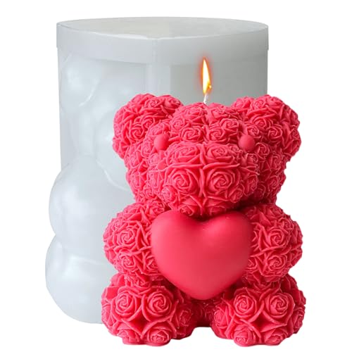 Midnadiy Moule Silicone Bougie, Moule Bougie Ourson, Faciles à Démouler,