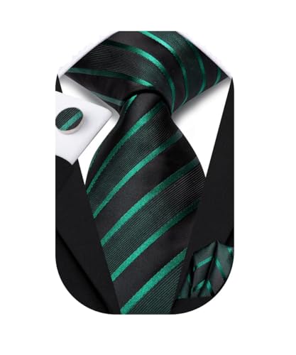 Image of Dubulle Silk Ties Set for Men Formal Paisley Striped Necktie Pocket Square Cufflinks 3PCS Sets Wedding Business Party