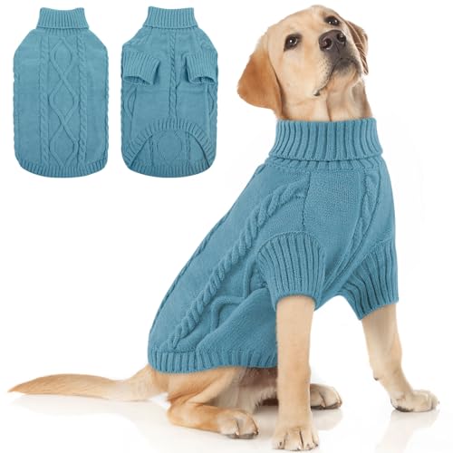 Image of Queenmore XXL Dog Sweater,Classic Knit Big Dog Christmas Sweater Turtleneck