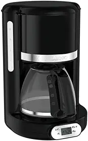 Cafeteira Elétrica Arno Soleil Preta 1,25L SPFC, Design Retrô, Programável, Corta Pingos, Jarra de Vidro, 110V