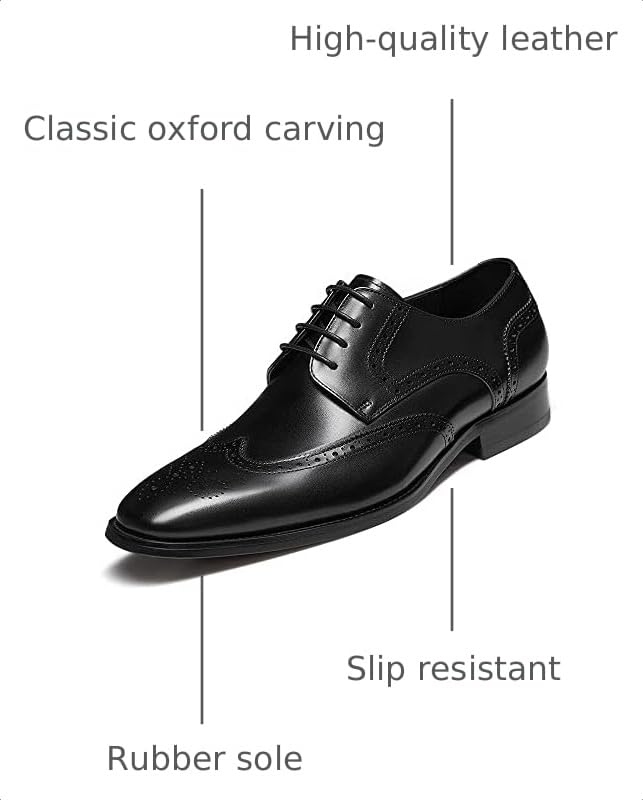 Image of GIFENNSE Men's Oxford Shoes | Mens Dress Shoes | Mens Formal Shoes | Lace Up Dress Shoes