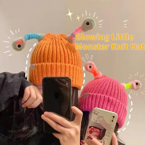 Winter Parent-Child Cute Glowing Little Monster Knit Hat, Monster Tentacle Knit Hats, Funny Monster LED Knit Beanie3