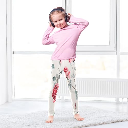 Bolaz Toddler Girls Leggings Printed Yoga Pants Leggings Watercolour Rose for Kids4