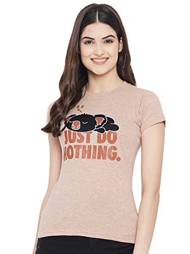 Image of Preneum Women's Cotton Regular Fit Graphic Stylish Printed Short Sleeves Casual T-Shirt |Trend & Styles