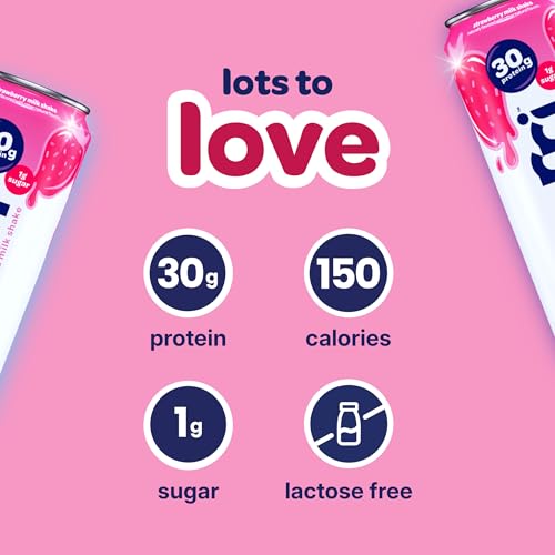 Image of Nurri - 30g Protein Ultra Filtered Milk Shake - Strawberry - Lactose Free, Low Sugar, 150 Calories, 10 Vitamins and Minerals - 11 fl oz, 10 Cans