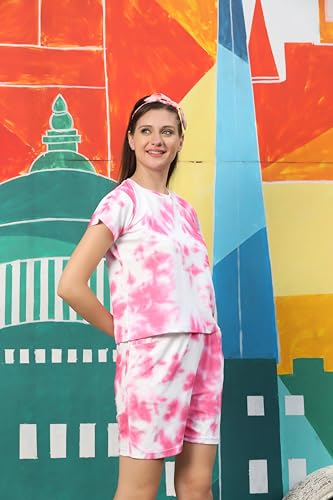 Image of DHRUVI TRENDZ Co Ord Set for Women | Outfits Tracksuit Set | Co Ord Set for Women | Travel Co Ord Set for Women |Tie Dye Printed Short | Half Sleeve