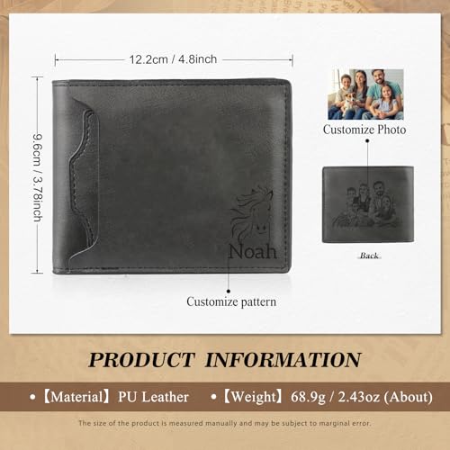 Personalized Wallet for Men: Leather Custom Name Wallets - Gift for Husband Boyfriend or Dad - Birthday Christmas Mens Gifts (Black)2