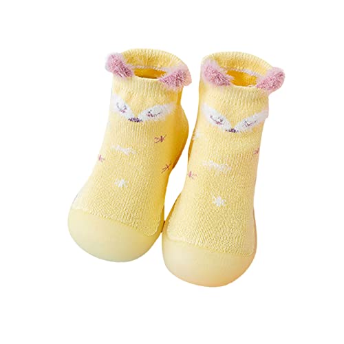 Generisch Calcetines de bebé para niñas, zapatos para niños pequeños, cálidos, antideslizantes, zapatos prewalker para bebés y niñas, amarillo, 22.5 EU