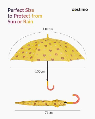 Image of Destinio Umbrella for Kids; Stylish & Cute, Child Safe, 100% Waterproof; Kids Umbrella for Girls, Boys and Baby