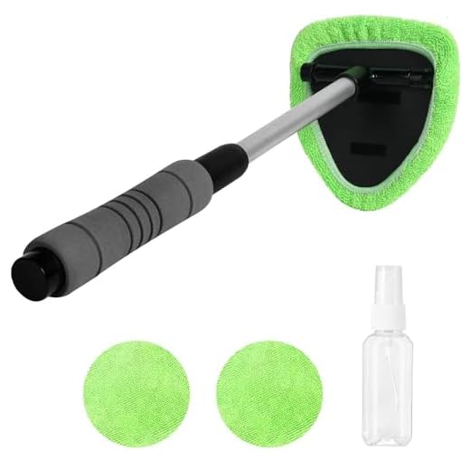 X XINDELL Windshield Cleaner -Microfiber Car Window Cleaning Tool with Extendable Handle and Washable Reusable Cloth Pad Head Auto Interior Exterior Glass Wiper Car Glass Cleaner Kit (Extendable)