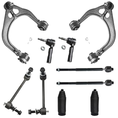 Image of Detroit Axle -12pc RWD Front End Suspension Kit for 05-10 Chrysler 300, 05-08 Dodge Magnum, 06-10 Charger, Struts Upper Control Arms & Ball Joints Sway Bars Tie Rods Boots Replacement