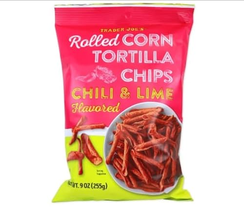Trader Joe's Gluten Free Rolled Corn Tortilla Chips, Chili & Lime Flavored 9 Oz (255g)