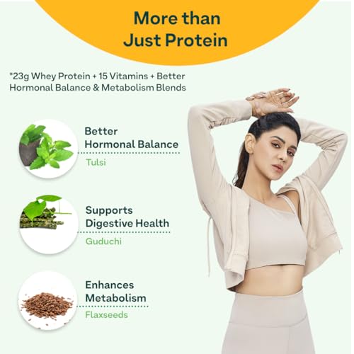 Image of OZiva Protein & Herbs for Women (Vanilla Almond) I Manage Weight, Energy & Metabolism | Clean Protein, Shatavari, Green Tea I No Added Sugar, 2lbs with Shaker