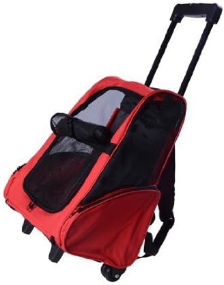 Pawhut Deluxe Pet / Dog Travel Carrier Backpack w/ Wheels - Red
