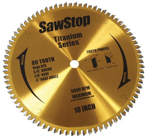 SawStop Titanium Series Premium Woodworking Blade - 80 Tooth | BTS-P-80HATB