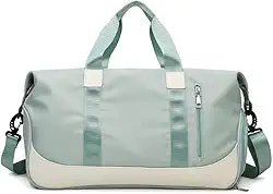 Bolsa de viagem portátil bolsa de bagagem de viagem de curta distância de grande capacidade leve separação seca e molhada bolsa de fitness esportiva impermeável (verde)
