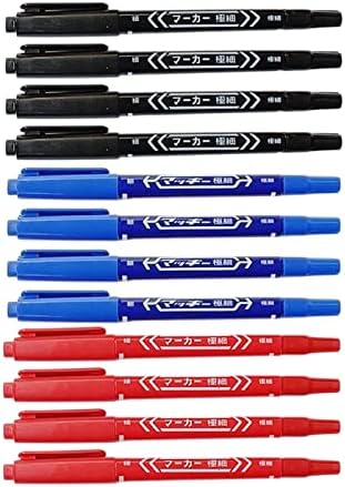 12 Pieces Dual-Ended Pen Kit Calligraphy for Writing Art Markers School Supplies Hook Line Pen Waterproof Black/Blue/Red Coloring Illustrations Pen image 2