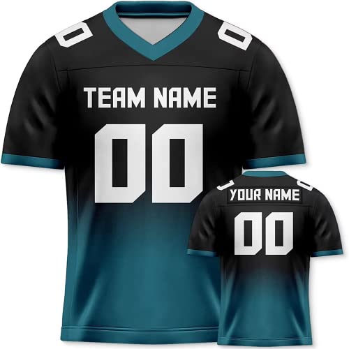 Custom Football Jersey Football Fans Gift for Men Women Youth Printed Team Name and Number (8_Blue-Black)