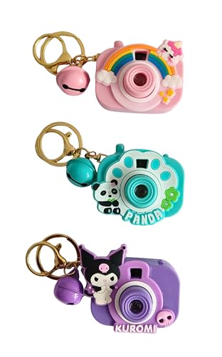 Image of GOLD LEAF 3D Cartoon Camera Keychain for Kids - PVC Cartoon Designs - Kawaii Toy Key Ring with Luminous Projection Light - Fun Car Keychain & Pendant Gift for Girls & Boys
