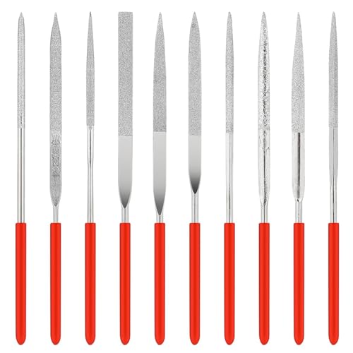 10 Pièces Ensemble de Mini Limes À Aiguilles, Lime Diamantée en Alliage Trempé, Lime Diamantée de Forme Mini, pour Métal, Plastique, Verre, Bois, Bijoux, Gravure Brute