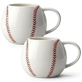 FoldTier 2 Pcs 17oz Baseball Ceramic Coffee Mugs, 3D Handmade Sports Design Porcelain Cups with Handle, Hand Painted Large Tea Mugs for Coffee Cocoa and Hot Drinks Sport Gift for Men and Women