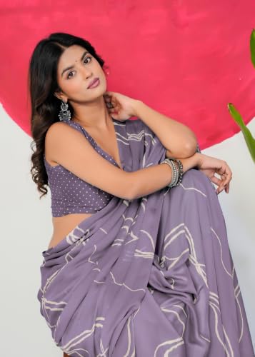 Image of MIRCHI FASHION Women's Ready to Wear 1 Minute Drape Chiffon Printed Saree with Blouse Piece