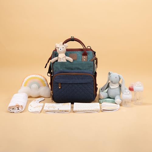 Image of abracadabra Diaper Bag with Changing Station For Mother, Maternity Bag for Newborn Baby, Waterproof and Multipurpose, (38 x 28 x 22 cm) - Multicolor